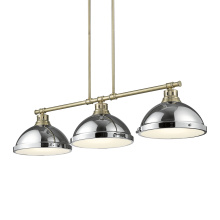 Golden 3602-3LP AB-CH - Yep by Golden Lighting Duncan 3-light Island Light in Aged Brass and Chrome shade